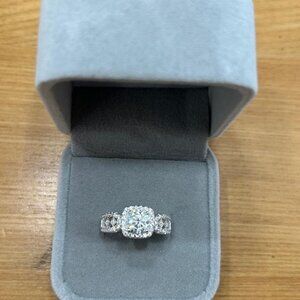 Certified Moissanite Cushion-cut Halo Engagement Ring - Sizes 6 & 7